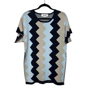 Vetiver Zig Zag Side Slit Long tunic knit Top